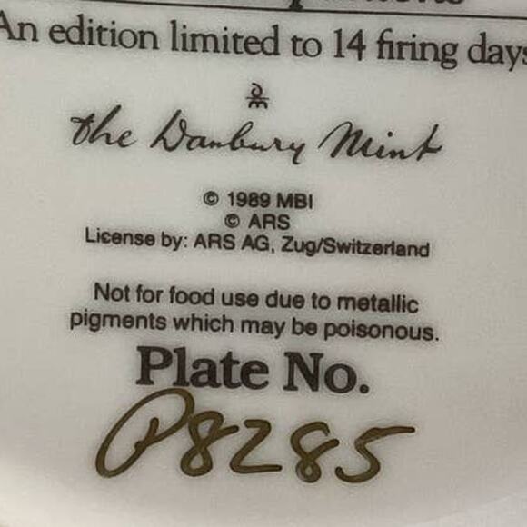 1989 Vintage Danbury Mint MJ Hummel Tender Loving Care Collectible Ceramic Plate - Picture 4 of 4